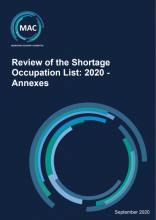 Review of the Shortage Occupation List: 2020 - Annexes